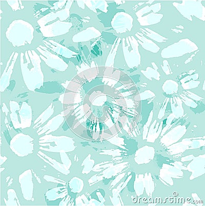 Vector endless texture with camomile light blue floral seamless pattern. Vector Illustration